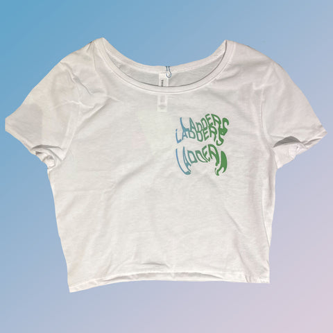 * Green And Blue Warped Logo Crop Top (XS-S)